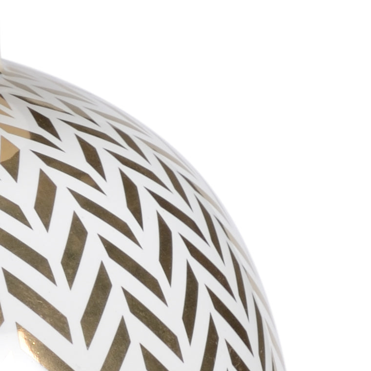 Chelsea House Herringbone Covered Urn By Claire Bell — White Glazed Ceramic With Metallic Gold Pattern, 21" Tall 383519
