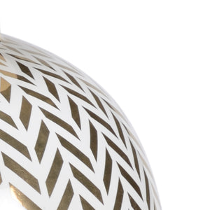 Chelsea House Herringbone Covered Urn By Claire Bell — White Glazed Ceramic With Metallic Gold Pattern, 21" Tall 383519