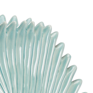Chelsea House Palm Leaf Vase Seafoam Gloss Crackle Glazed Ceramic 12" Tall Sculptural Coastal Decor Accent 383526