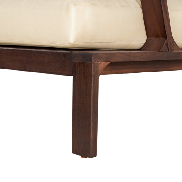 English Elm 2 Piece Acacia Wood Outdoor Sofa Set with Coffee Table and Weather Resistant Cushions Beige,Dark Brown N719P246159D