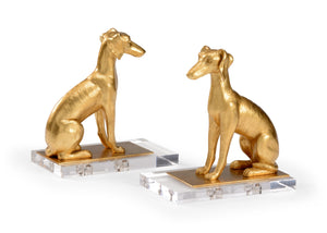 Chelsea House Flossie Hand-Finished Antique Gold Leaf Bookends On Clear Acrylic Base — Sculpted Resin Elegance 383545