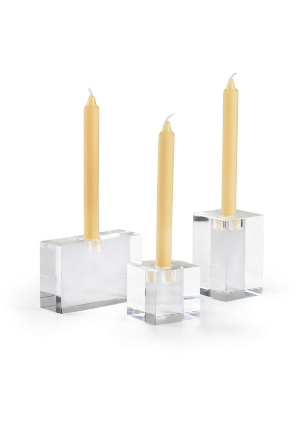 Chelsea House Trifoil Clear Crystal Candlesticks Set Of 3 — Sculptural Geometric Holders For Stunning Refraction 383551