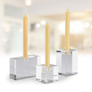 Chelsea House Trifoil Clear Crystal Candlesticks Set Of 3 — Sculptural Geometric Holders For Stunning Refraction 383551