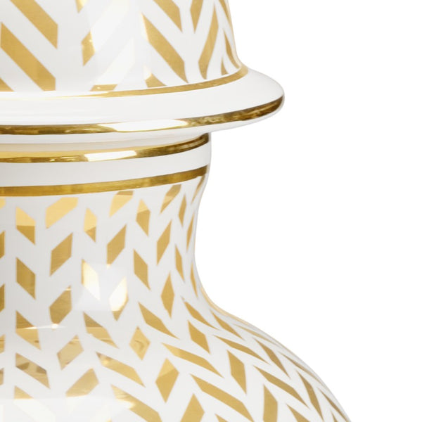 Chelsea House Herringbone Ceramic Vase By Claire Bell - Gold Herringbone Detail On Cream Glaze, 20.5" Sculptural Accent 383558