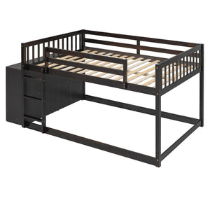 English Elm Full Over Bunk Bed with Four Drawers Three Shelves Pine and Mdf Kids Frame Espresso LT000267AAP-1