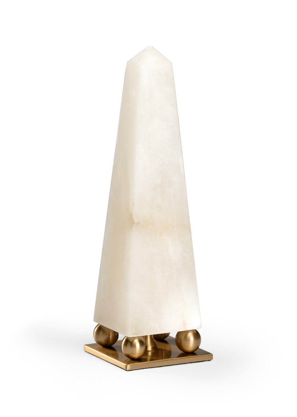 Chelsea House Alabaster Obelisk Sculpture With Coffee-Bronze Iron Base — 19" Tall Luminous Stone Accent Piece 383570