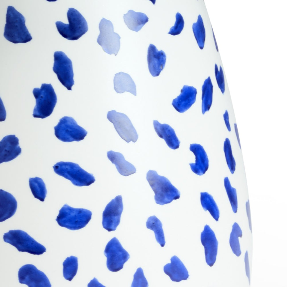 Chelsea House Tokyo Ceramic Vase By Bradshaw Orrell — 14.5" Hand-Painted Matte White With Cobalt Polka Dots Accent 383571