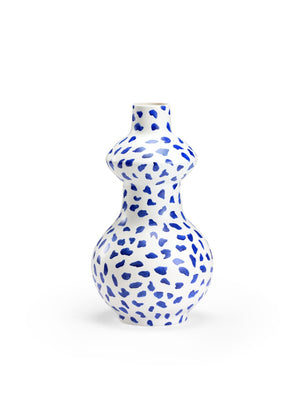 Chelsea House Yokohama Hand-Painted Ceramic Vase By Bradshaw Orrell — Off-White Glaze With Cobalt Polka Dots, 14" 383573