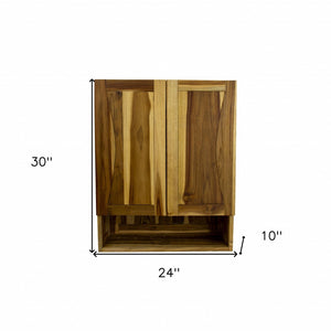 HomeRoots 24" Brown Solid Wood Wall-Mounted Accent Cabinet - Elegant Storage Solution for Any Room Decor 383580