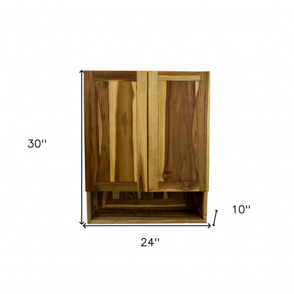 HomeRoots 24" Brown Solid Wood Wall-Mounted Accent Cabinet - Elegant Storage Solution for Any Room Decor 383580