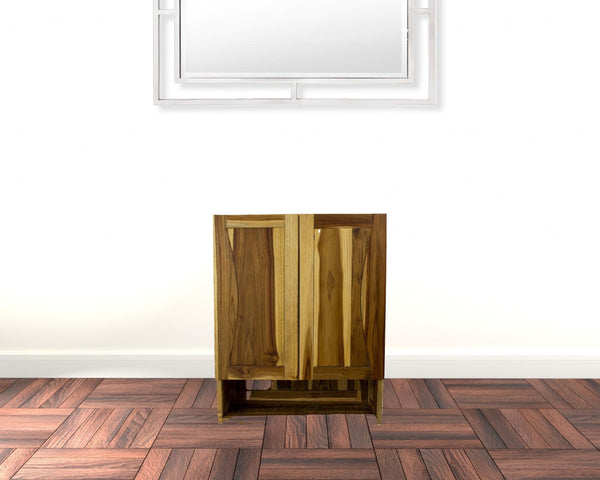 HomeRoots 24" Brown Solid Wood Wall-Mounted Accent Cabinet - Elegant Storage Solution for Any Room Decor 383580