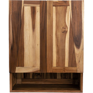 HomeRoots 24" Solid Teak Wood Wall-Mounted Accent Cabinet in Rich Brown - Stylish Storage for Any Room 383583
