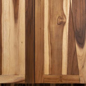 HomeRoots 24" Solid Teak Wood Wall-Mounted Accent Cabinet in Rich Brown - Stylish Storage for Any Room 383583