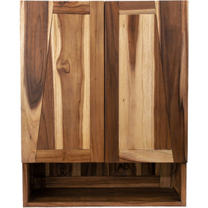 HomeRoots 24" Solid Teak Wood Wall-Mounted Accent Cabinet in Rich Brown - Stylish Storage for Any Room 383583