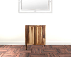HomeRoots 24" Solid Teak Wood Wall-Mounted Accent Cabinet in Rich Brown - Stylish Storage for Any Room 383583
