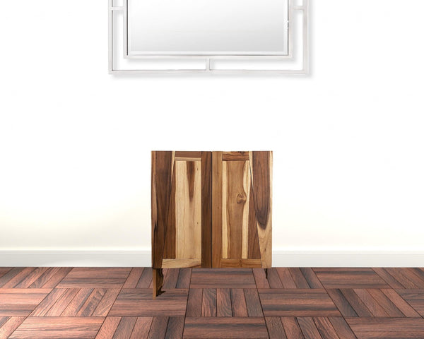 HomeRoots 24" Solid Teak Wood Wall-Mounted Accent Cabinet in Rich Brown - Stylish Storage for Any Room 383583