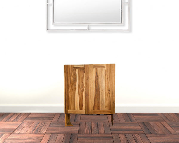 HomeRoots 24" Brown Solid Wood Frame Wall-Mounted Accent Cabinet – Stylish Storage Solution for Any Room! 383585