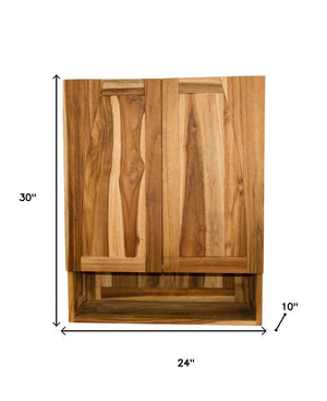 HomeRoots 24" Brown Solid Wood Frame Wall-Mounted Accent Cabinet – Stylish Storage Solution for Any Room! 383585