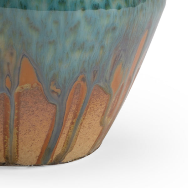 Chelsea House Morelia Hand-Finished Ceramic Vase With Layered Brown-Green-Yellow Glaze, 11.5" Rustic Modern Accent Piece 383586