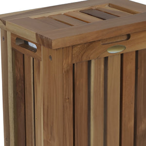 HomeRoots 24" Brown Solid Wood Laundry Hamper with Lid – Stylish, Durable Storage for Clothes, Toys & More! 383590