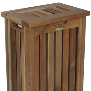 HomeRoots 24" Brown Solid Wood Laundry Hamper with Lid – Stylish, Durable Storage for Clothes, Toys & More! 383590