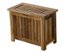 Homeroots 23" Elegant Brown Solid Wood Laundry Hamper With Lid – Stylish Storage For Your Home Décor Needs  Solid Wood 383591