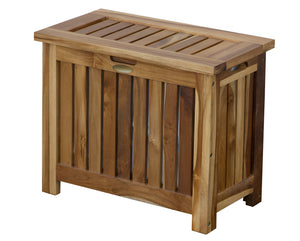 Homeroots 23" Elegant Brown Solid Wood Laundry Hamper With Lid – Stylish Storage For Your Home Décor Needs  Solid Wood 383591