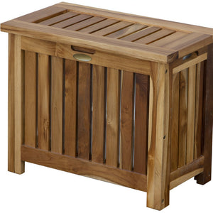 Homeroots 23" Elegant Brown Solid Wood Laundry Hamper With Lid – Stylish Storage For Your Home Décor Needs  Solid Wood 383591