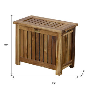 Homeroots 23" Elegant Brown Solid Wood Laundry Hamper With Lid – Stylish Storage For Your Home Décor Needs  Solid Wood 383591