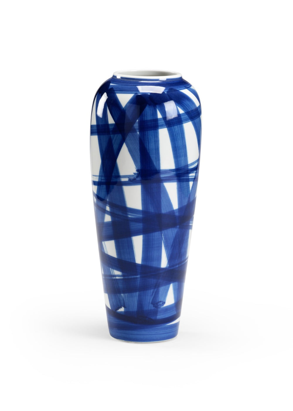 Chelsea House Johnsbury Hand-Painted Blue Ceramic Vase 14.5" Tall – Glossy Cobalt Motifs, Unique Artisanal Accent 383592