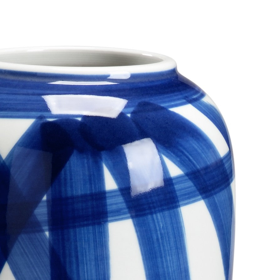 Chelsea House Johnsbury Hand-Painted Blue Ceramic Vase 14.5" Tall – Glossy Cobalt Motifs, Unique Artisanal Accent 383592