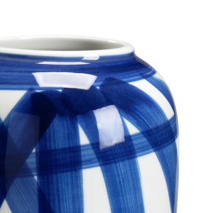 Chelsea House Johnsbury Hand-Painted Blue Ceramic Vase 14.5" Tall – Glossy Cobalt Motifs, Unique Artisanal Accent 383592