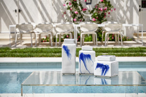 Chelsea House Jizhou Hand-Painted White Glaze Ceramic Vase With Cobalt Motifs — Timeless 9.5" Accent Piece For Decor 383595