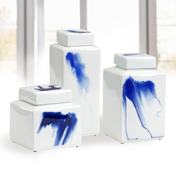 Chelsea House Jizhou Hand-Painted Large Vase — White Glaze With Striking Cobalt Motifs, Artisan Decor Centerpiece 383596