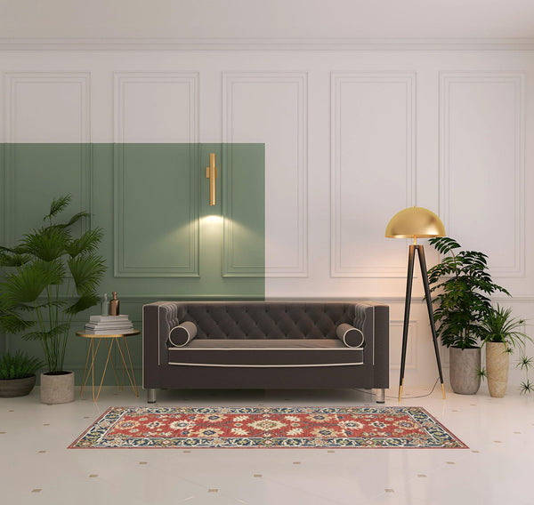 Homeroots 3' X 8' Red And Blue Bohemian Area Rug Red,Blue Wool 383598