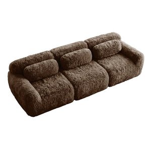 English Elm 114''soft Plush Modular Sectional Sofa with Cloud Cushions for Living Room Theater Chocolate W714S01540
