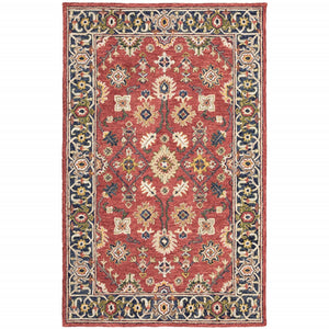 Homeroots 5' X 8' Red And Blue Bohemian Area Rug Red,Blue Wool 383600