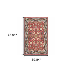 Homeroots 5' X 8' Red And Blue Bohemian Area Rug Red,Blue Wool 383600