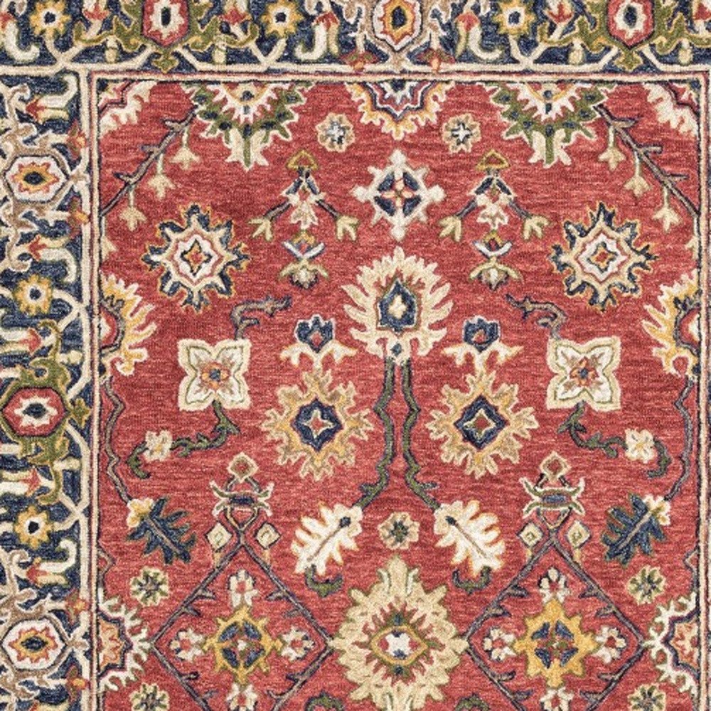 Homeroots 5' X 8' Red And Blue Bohemian Area Rug Red,Blue Wool 383600
