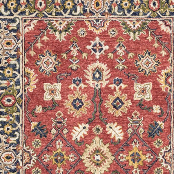 Homeroots 5' X 8' Red And Blue Bohemian Area Rug Red,Blue Wool 383600