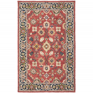 Homeroots 5' X 8' Red And Blue Bohemian Area Rug Red,Blue Wool 383600
