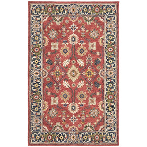 Homeroots 8' X 10' Red And Blue Bohemian Rug Red,Blue Wool 383601