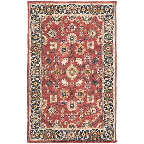 Homeroots 8' X 10' Red And Blue Bohemian Rug Red,Blue Wool 383601