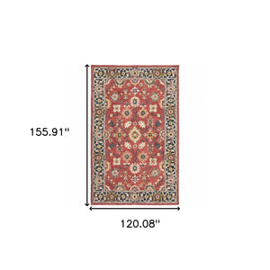Homeroots 10' X 13' Red And Blue Bohemian Rug Red,Blue Wool 383602