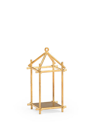 Chelsea House Baton Antique Gold Leaf Hurricane Candleholder — Bamboo-Inspired Iron Pillar Candle Accent 383604