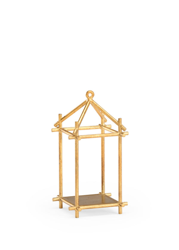 Chelsea House Baton Antique Gold Leaf Hurricane Candleholder — Bamboo-Inspired Iron Pillar Candle Accent 383604