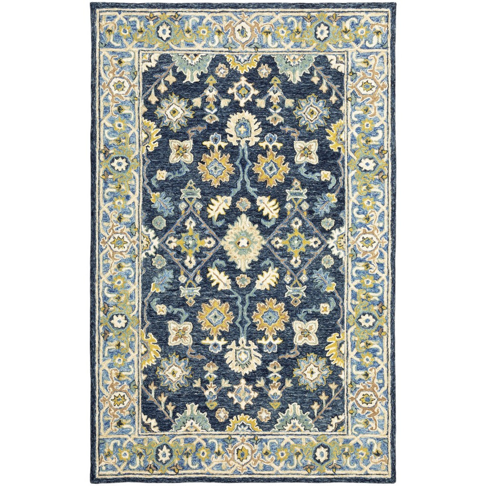 Homeroots 8' X 10' Navy And Blue Bohemian Rug Navy,Blue Wool 383606