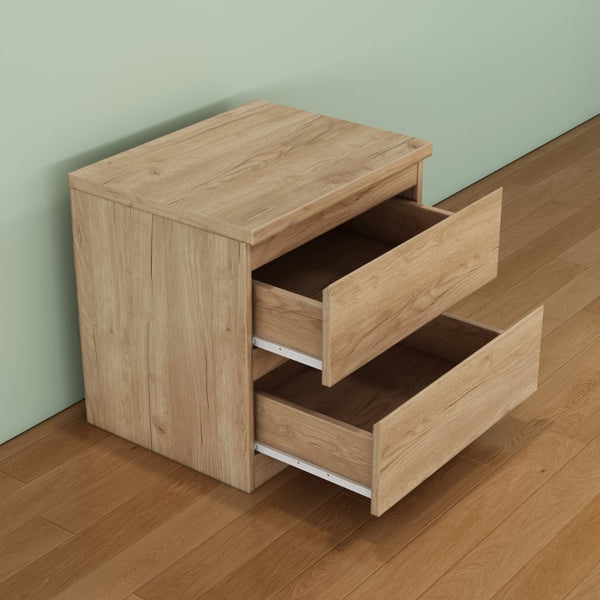English Elm 19.7-inch Matte Finish Nightstand with Touch Release Drawers for Minimalist Bedrooms Natural W3151P407886