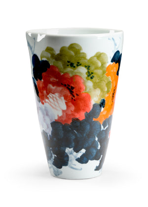 Chelsea House Garden City Vase Hand-Painted Ceramic 18" Tall Off-White Glaze With Multicolor Artisanal Motifs 383611