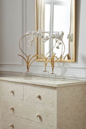 Chelsea House Large Orchid On Stand — Handcrafted Matte Porcelain Blossoms, Antique Gold Stem & Crystal Base, 28" H 383617